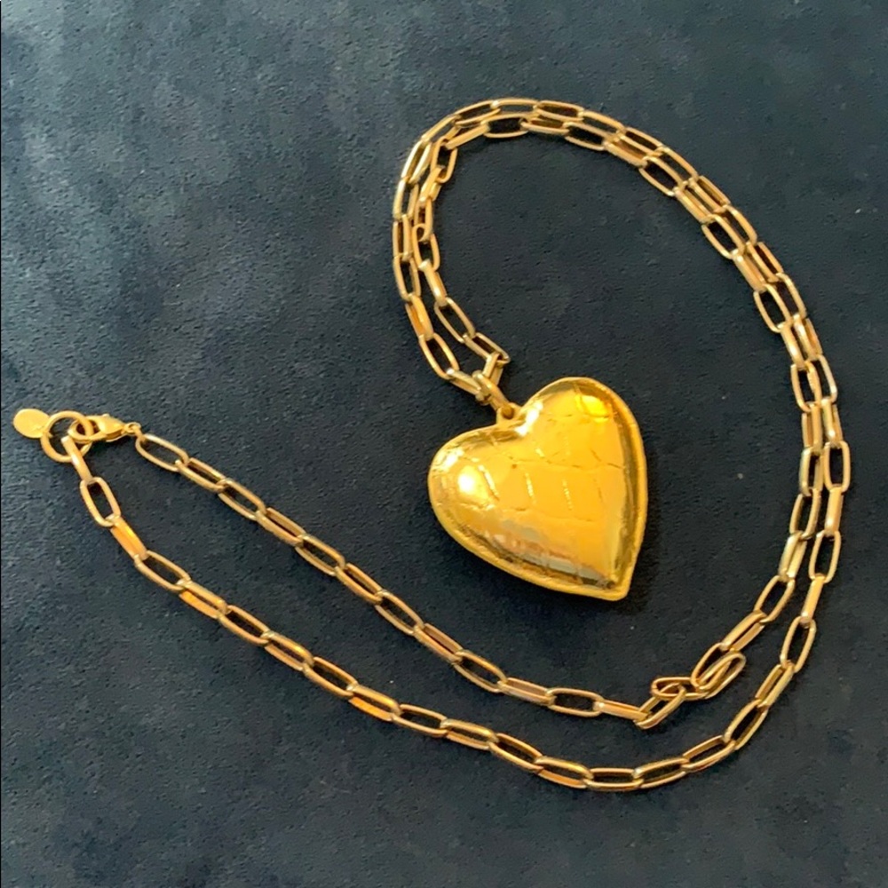 Kara Ross puffy heart gold crocodile necklace